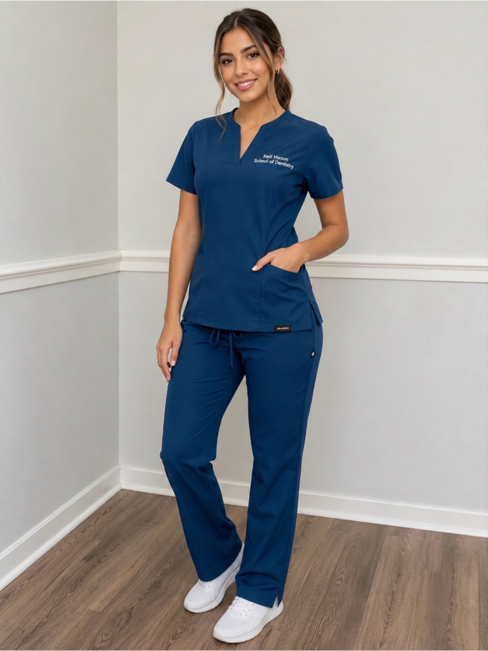 Jaanuu Teal Women's Scrub Set - V-Neck Top & Drawstring Pants